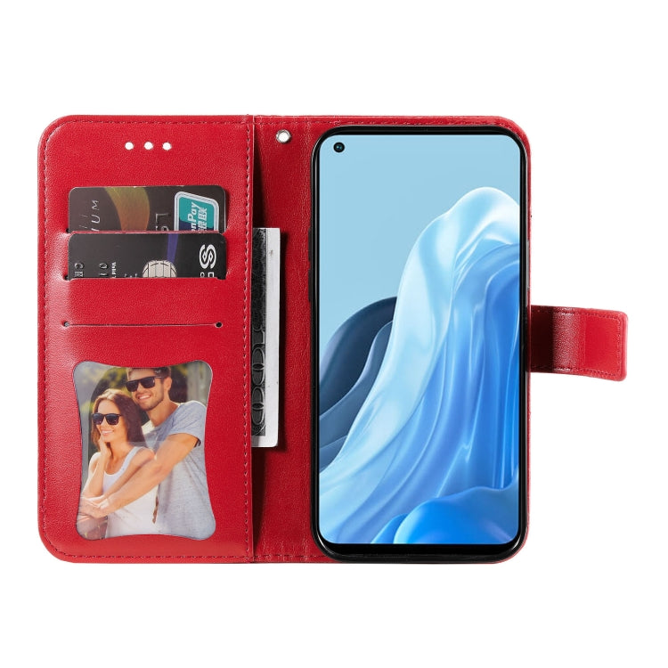 For OPPO Reno7 4G / F21 Pro 4G 7-petal Flowers Embossing Pattern Leather Phone Case