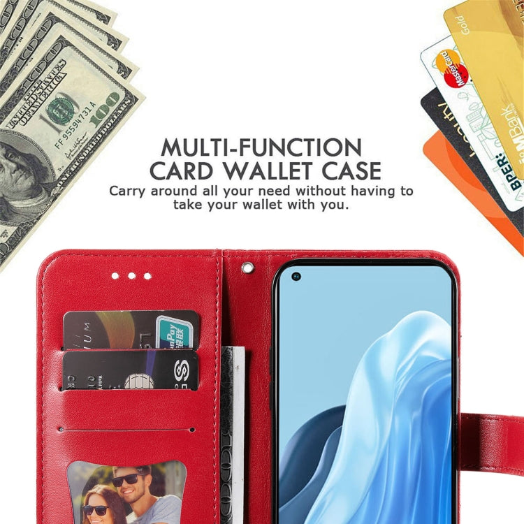 For OPPO Reno7 4G / F21 Pro 4G 7-petal Flowers Embossing Pattern Leather Phone Case