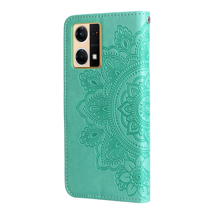 For OPPO Reno7 4G / F21 Pro 4G 7-petal Flowers Embossing Pattern Leather Phone Case