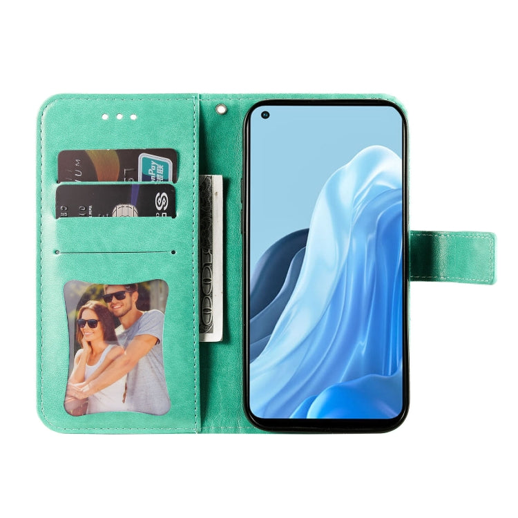 For OPPO Reno7 4G / F21 Pro 4G 7-petal Flowers Embossing Pattern Leather Phone Case