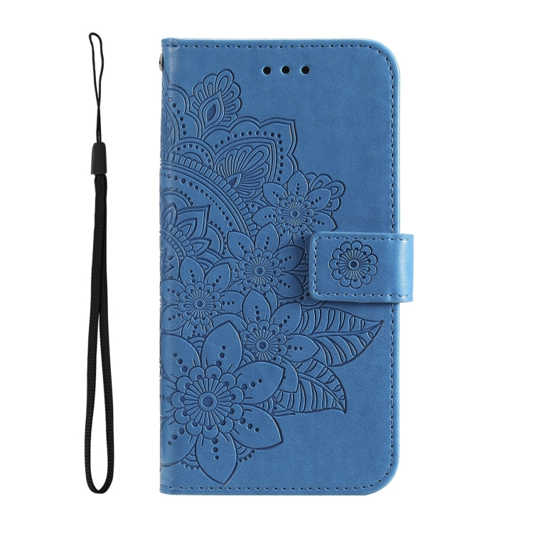 For OPPO Reno7 4G / F21 Pro 4G 7-petal Flowers Embossing Pattern Leather Phone Case