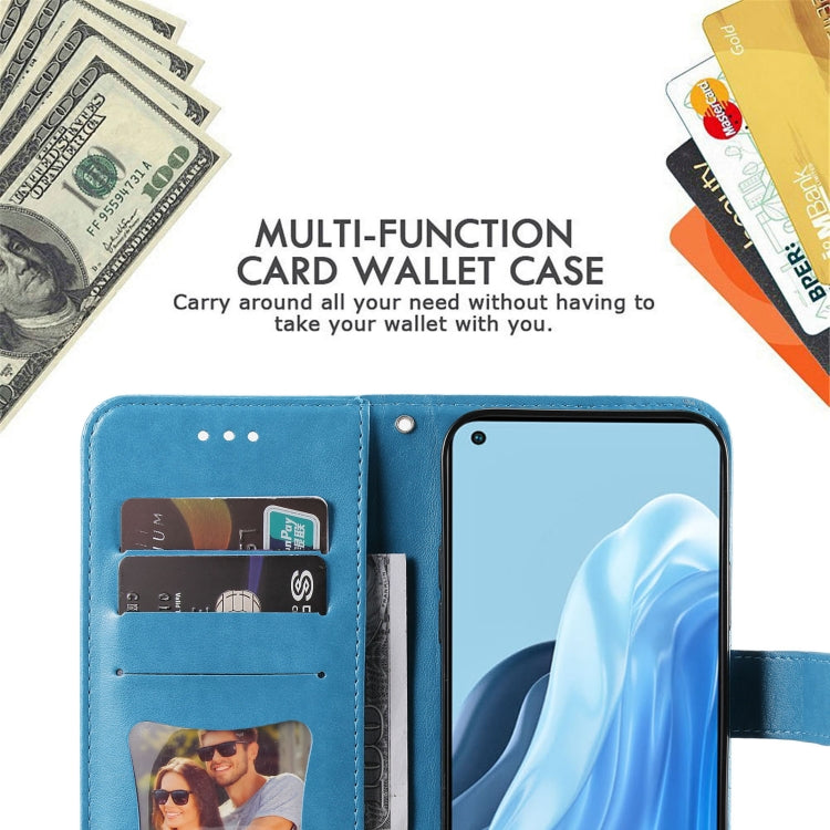 For OPPO Reno7 4G / F21 Pro 4G 7-petal Flowers Embossing Pattern Leather Phone Case