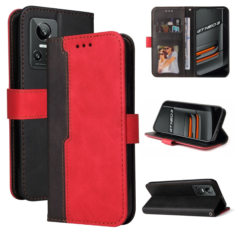 For OPPO Realme GT Neo3 Stitching-Color Horizontal Flip Leather Phone Case