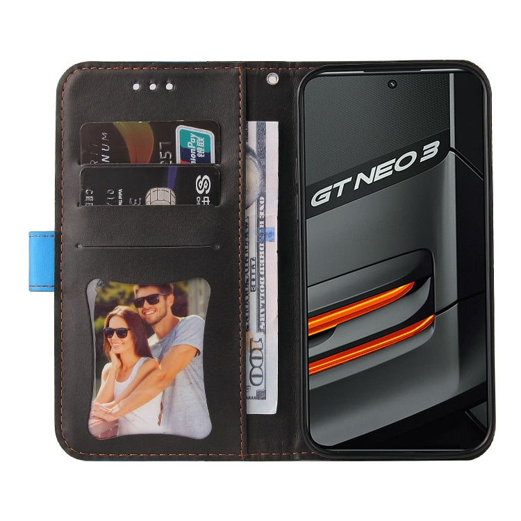 For OPPO Realme GT Neo3 Stitching-Color Horizontal Flip Leather Phone Case