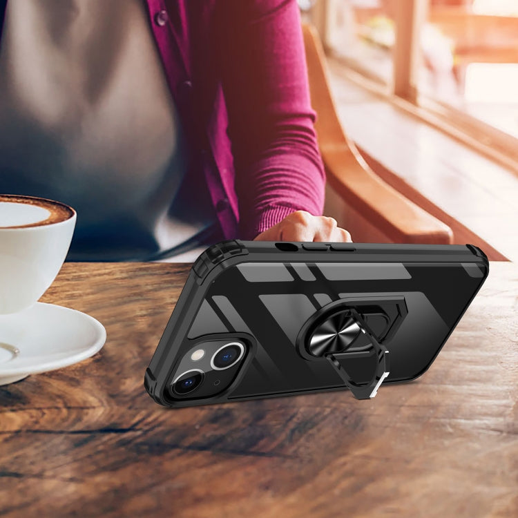 For iPhone 14 Transparent TPU + Acrylic Ring Holder Phone Case