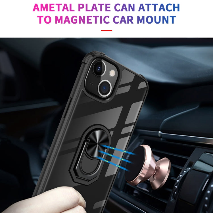 For iPhone 14 Transparent TPU + Acrylic Ring Holder Phone Case