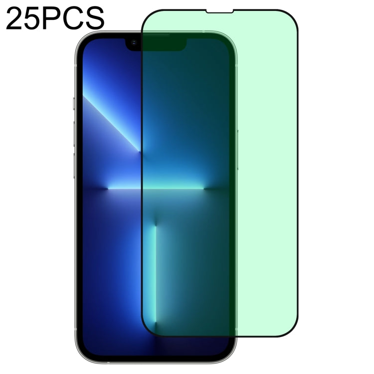 For iPhone 13 / 13 Pro 25pcs Green Light Eye Protection Tempered Glass Film