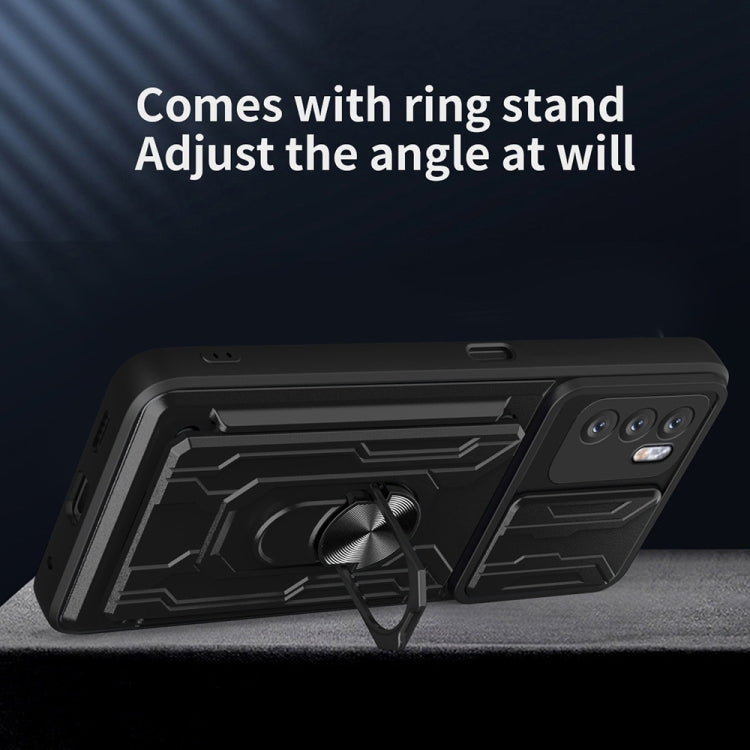 For OPPO A16 Sliding Camshield TPU+PC Phone Case with Card Slot