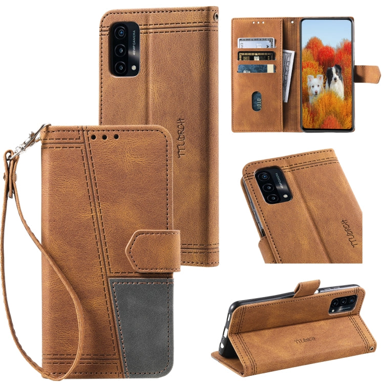For OPPO A74 4G Splicing Leather Phone Case