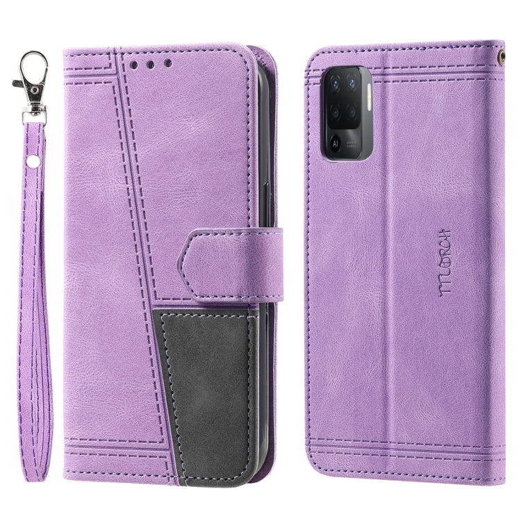 For OPPO A94 4G Splicing Leather Phone Case