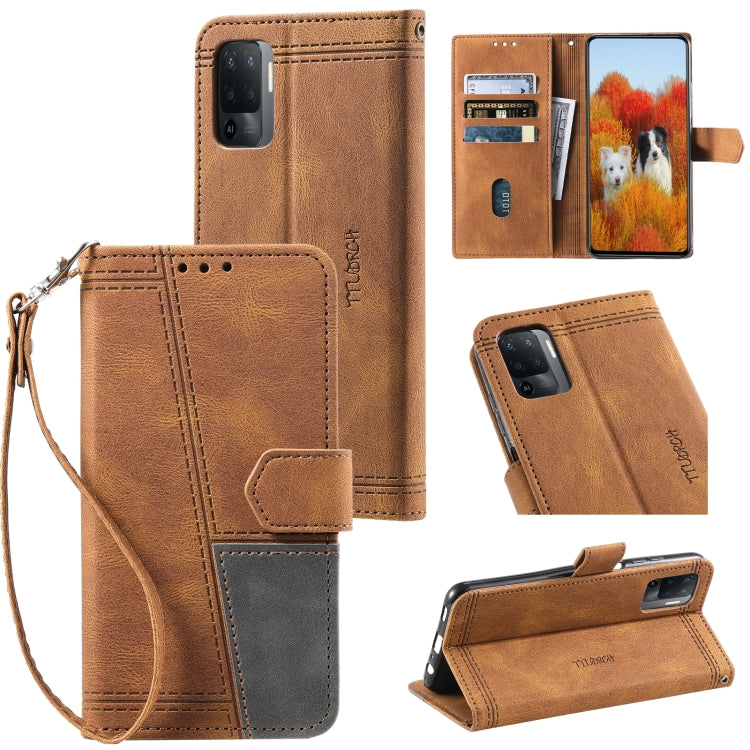 For OPPO A94 4G Splicing Leather Phone Case