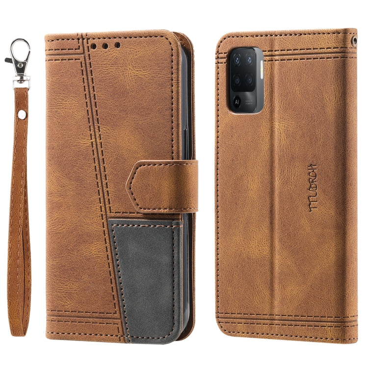 For OPPO A94 4G Splicing Leather Phone Case