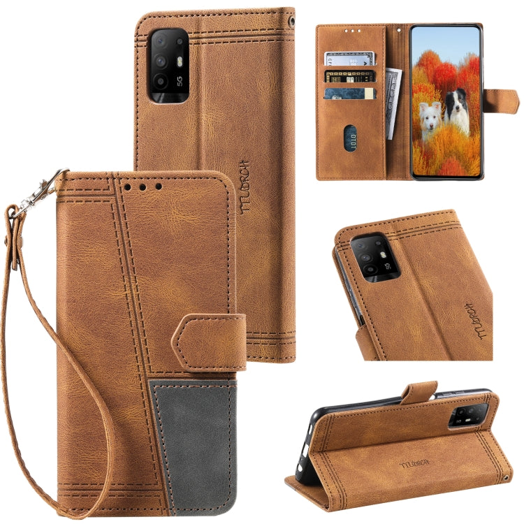For OPPO A94 5G Splicing Leather Phone Case