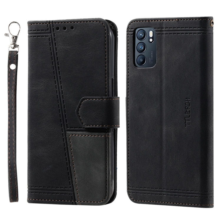 For OPPO Reno6 Splicing Leather Phone Case