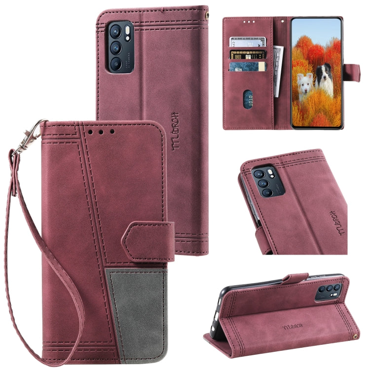 For OPPO Reno6 Splicing Leather Phone Case