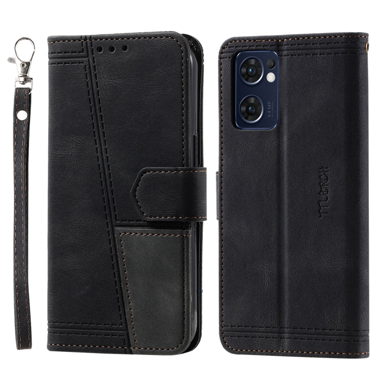 For OPPO Reno7 5G Splicing Leather Phone Case