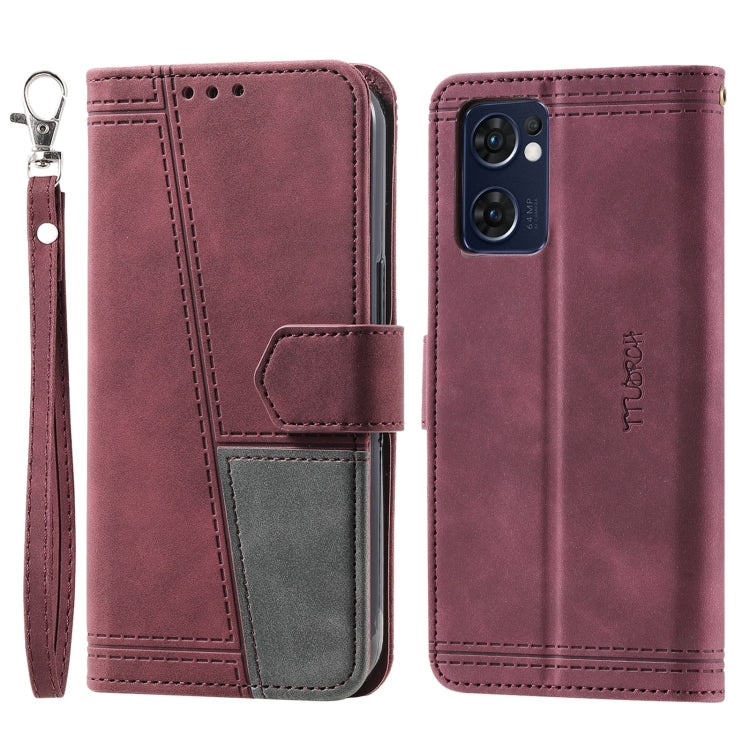 For OPPO Reno7 5G Splicing Leather Phone Case