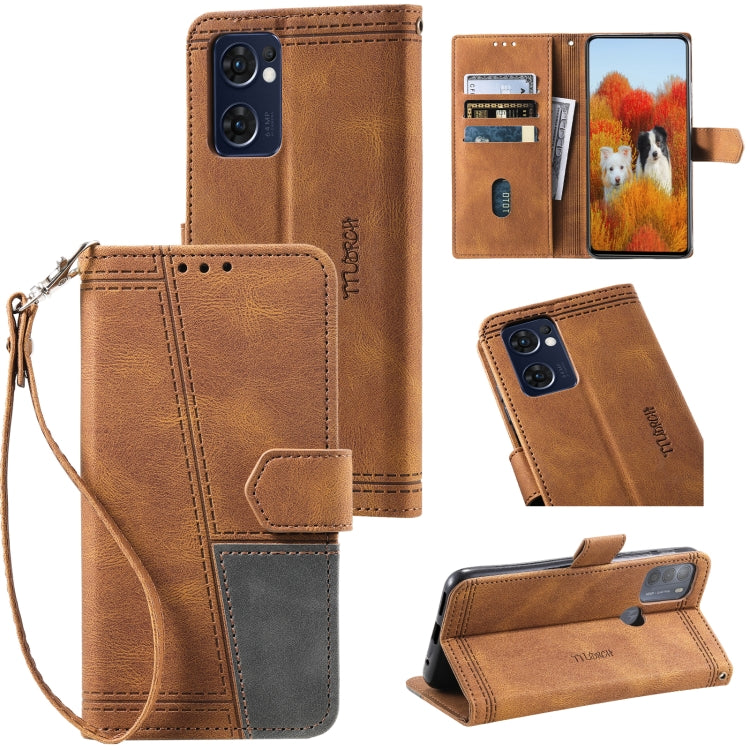 For OPPO Reno7 5G Splicing Leather Phone Case