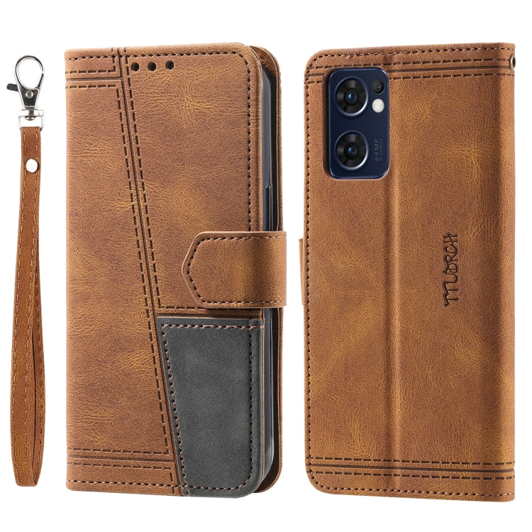 For OPPO Reno7 5G Splicing Leather Phone Case