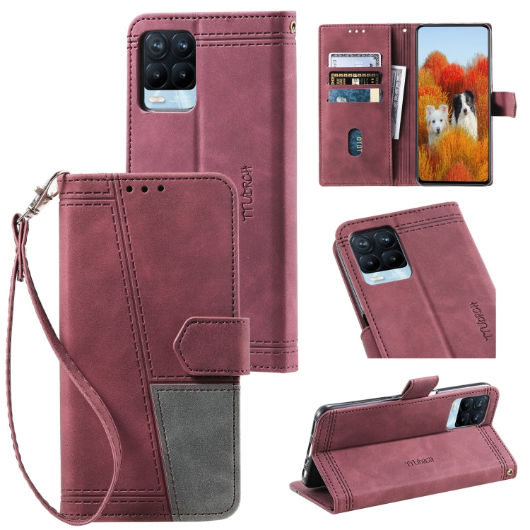 For OPPO Realme 8 Pro Splicing Leather Phone Case