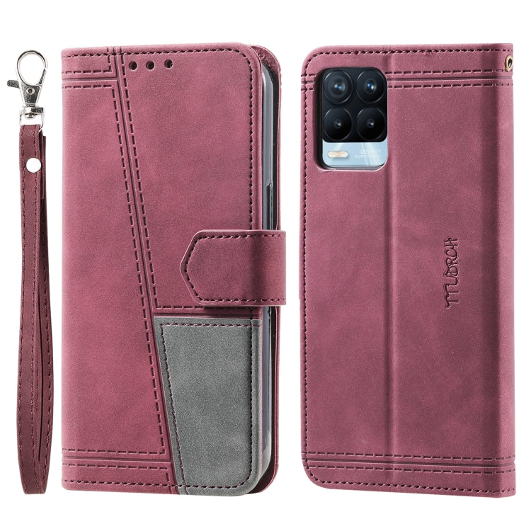 For OPPO Realme 8 Pro Splicing Leather Phone Case