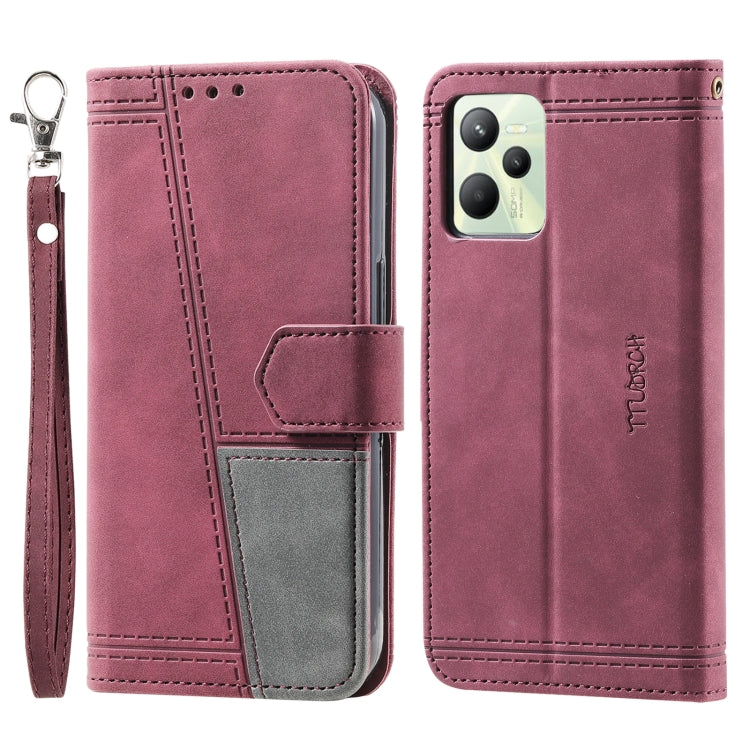 For OPPO Realme C35 Splicing Leather Phone Case