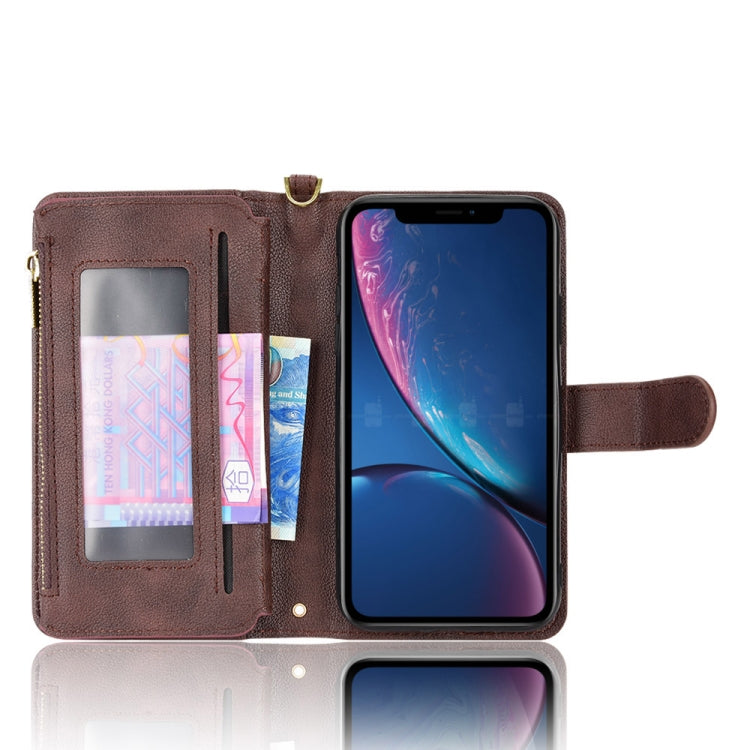 For iPhone XR Litchi Texture Zipper Leather Phone Case
