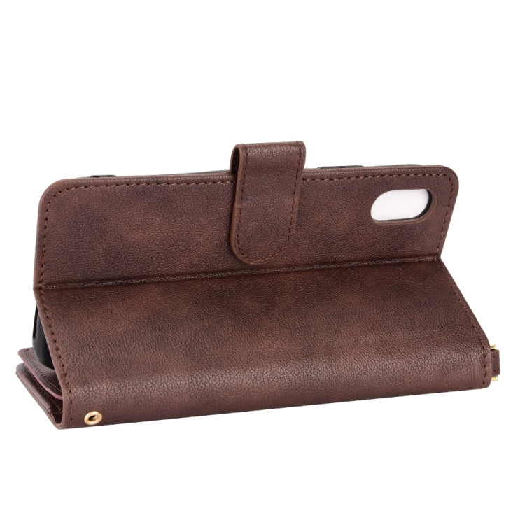 For iPhone XR Litchi Texture Zipper Leather Phone Case