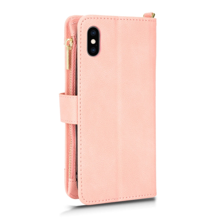 For iPhone XS Max Litchi Texture Zipper Leather Phone Case