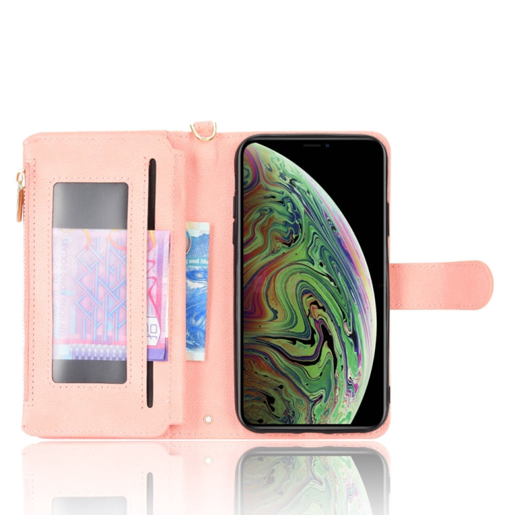 For iPhone XS Max Litchi Texture Zipper Leather Phone Case