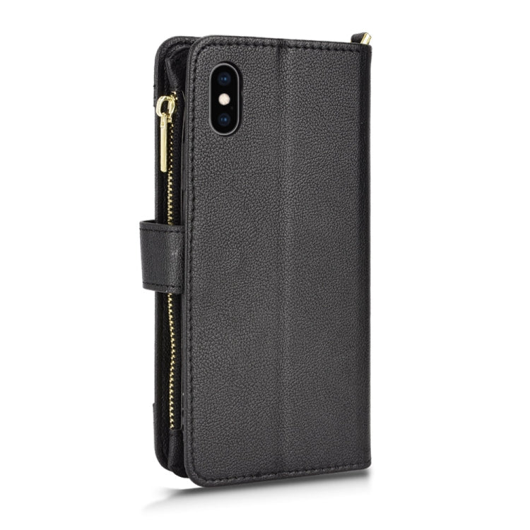 For iPhone XS Max Litchi Texture Zipper Leather Phone Case
