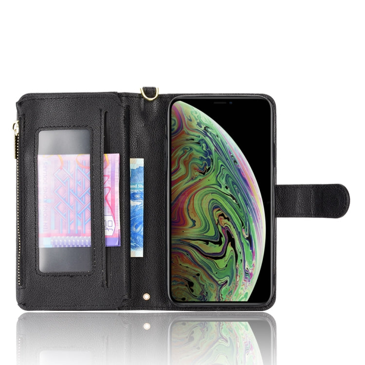 For iPhone XS Max Litchi Texture Zipper Leather Phone Case