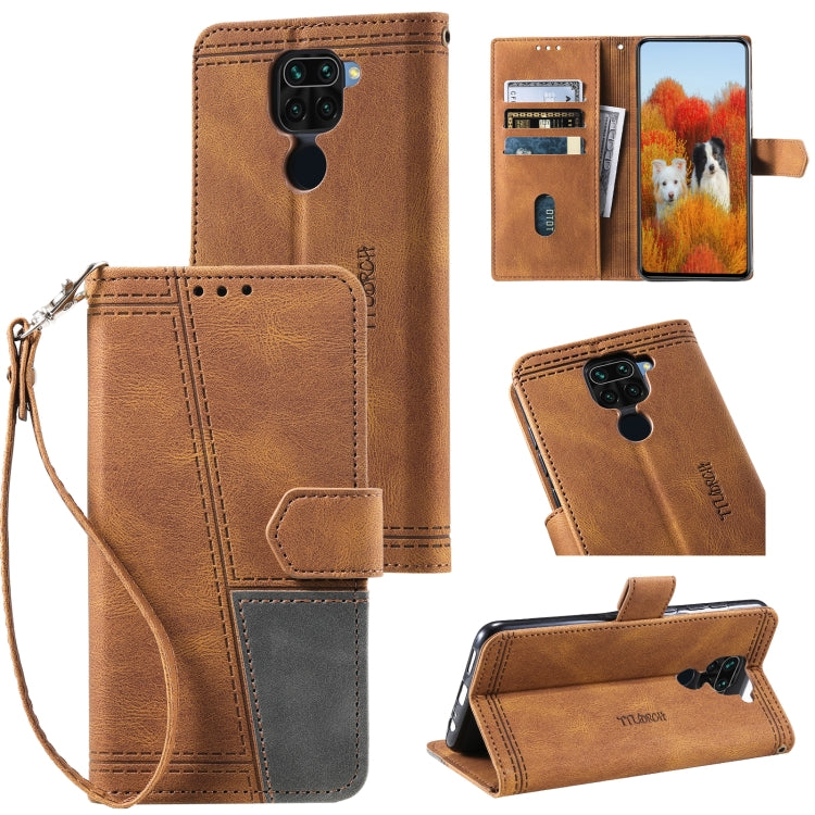 For Xiaomi Redmi Note 9 Splicing Leather Phone Case