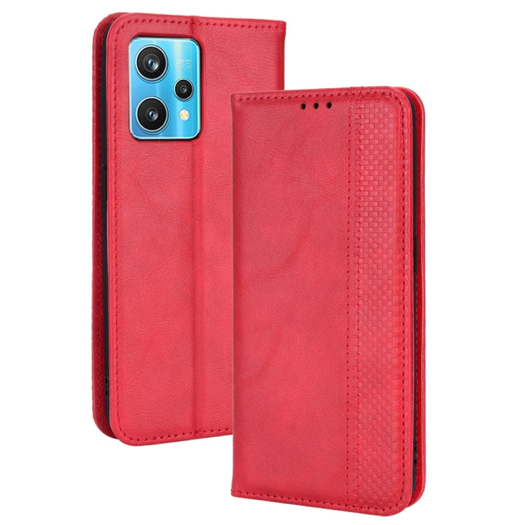 For OPPO Realme 9 4G / 9 Pro+ Magnetic Buckle Retro Texture Leather Phone Case