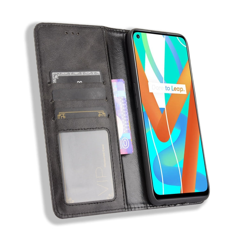 For OPPO Realme 9 5G India / V13 5G / 8 5G Magnetic Buckle Retro Texture Leather Phone Case