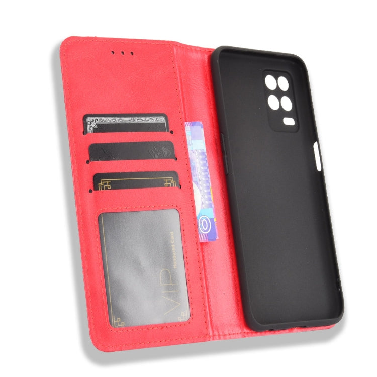 For OPPO Realme 9 5G India / V13 5G / 8 5G Magnetic Buckle Retro Texture Leather Phone Case