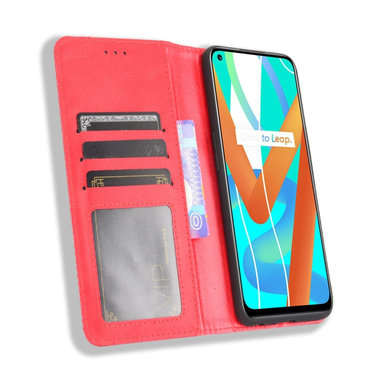 For OPPO Realme 9 5G India / V13 5G / 8 5G Magnetic Buckle Retro Texture Leather Phone Case