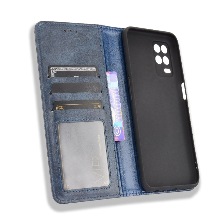 For OPPO Realme 9 5G India / V13 5G / 8 5G Magnetic Buckle Retro Texture Leather Phone Case