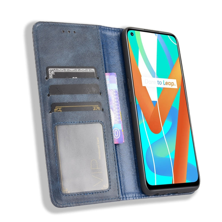 For OPPO Realme 9 5G India / V13 5G / 8 5G Magnetic Buckle Retro Texture Leather Phone Case