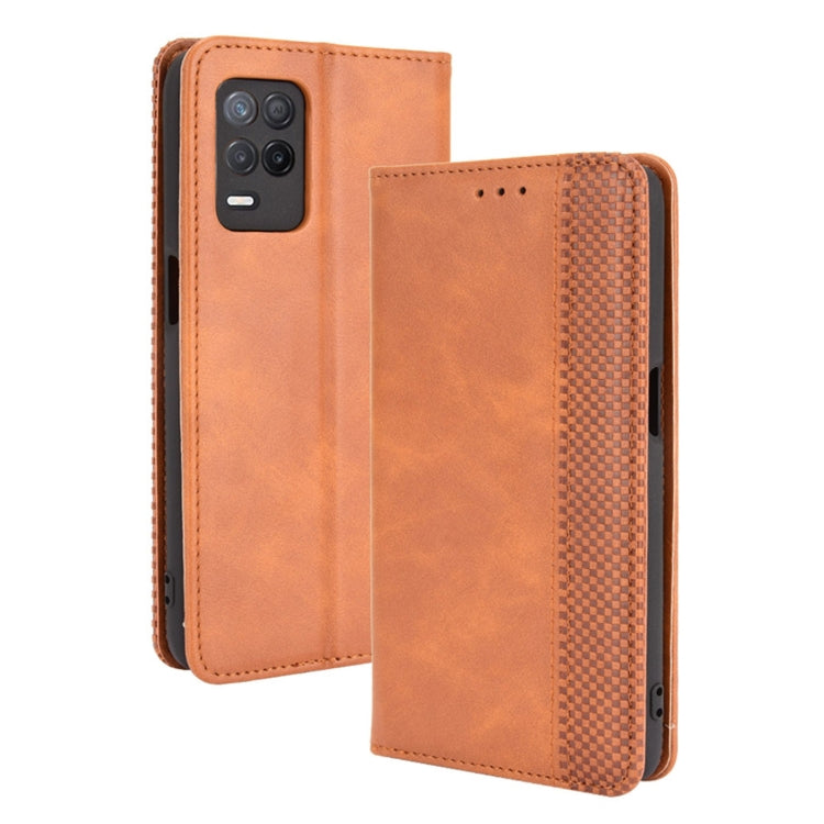For OPPO Realme 9 5G India / V13 5G / 8 5G Magnetic Buckle Retro Texture Leather Phone Case
