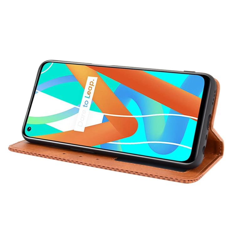 For OPPO Realme 9 5G India / V13 5G / 8 5G Magnetic Buckle Retro Texture Leather Phone Case