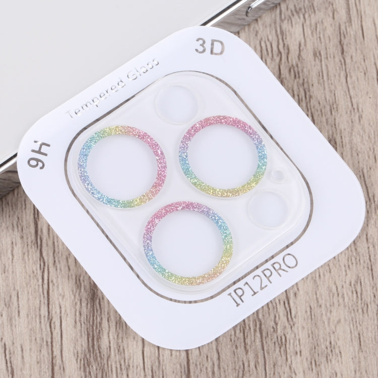 For iPhone 12 Pro Glitter Ring Tempered Glass Camera Lens Film