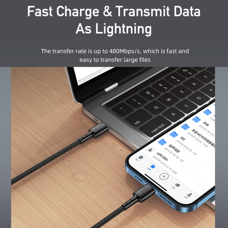 awei CL-118L 20W Type-C / USB-C to 8 Pin Fast Charging Data Cable, Length: 1m