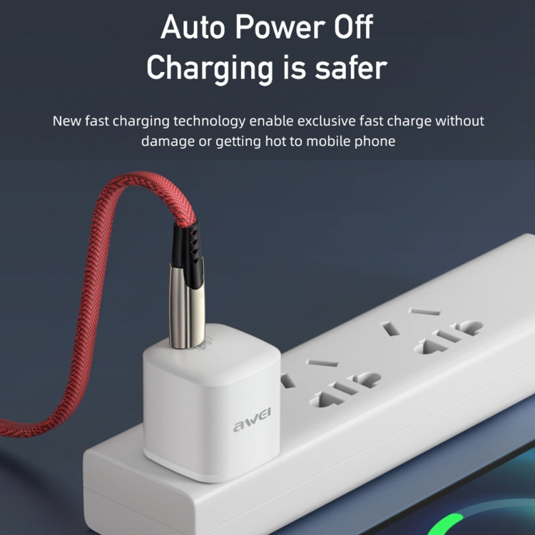 awei CL-119L Type-C / USB-C to 8 Pin Nylon Braid Fast Charging Cable, Length: 1m