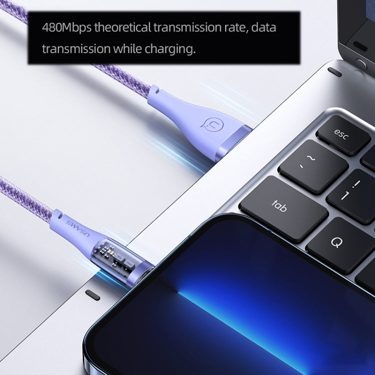 USAMS US-SJ571 Icy Series 1.2m USB to 8 Pin Aluminum Alloy Fast Charging Data Cable