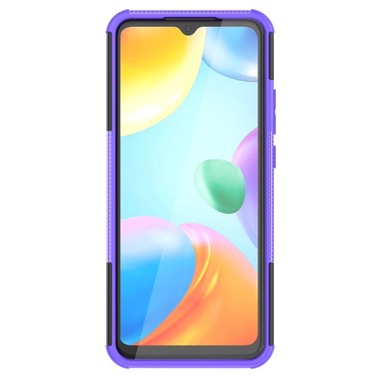 For Xiaomi Redmi 10C 4G Global Tire Texture TPU + PC Phone Case with Holder