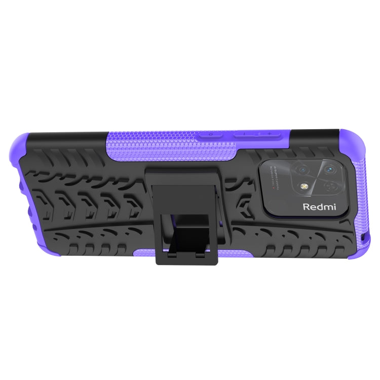 For Xiaomi Redmi 10C 4G Global Tire Texture TPU + PC Phone Case with Holder