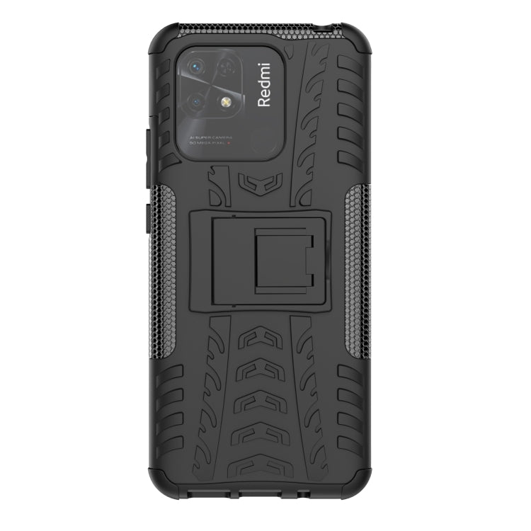 For Xiaomi Redmi 10C 4G Global Tire Texture TPU + PC Phone Case with Holder