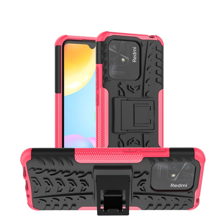 For Xiaomi Redmi 10C 4G Global Tire Texture TPU + PC Phone Case with Holder