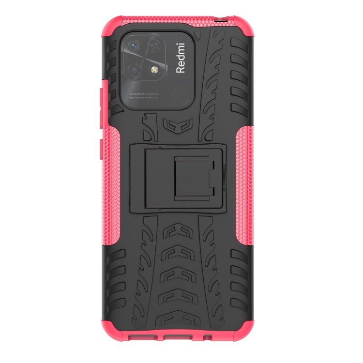 For Xiaomi Redmi 10C 4G Global Tire Texture TPU + PC Phone Case with Holder